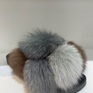 WOMENS FAUX FUR SLIDES